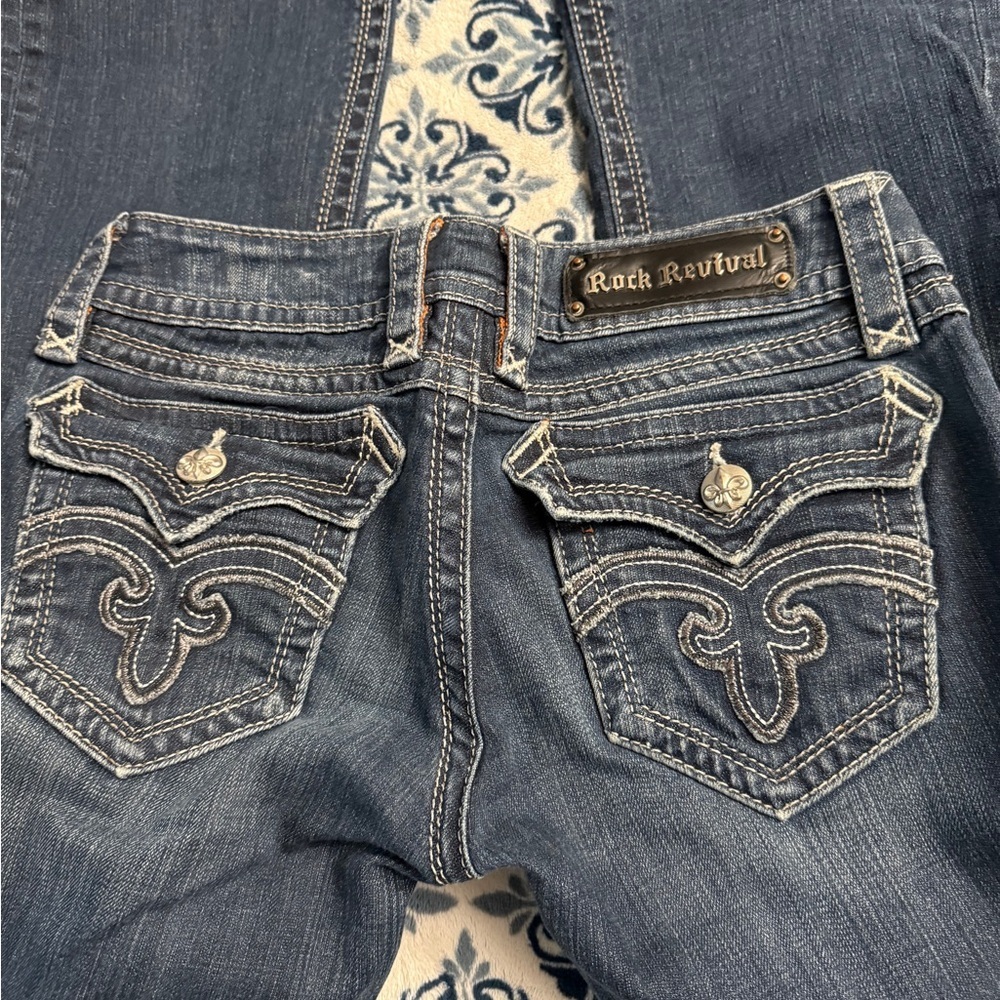 Rock Revival Women's Sz 28 Deborah Boot Dark Blue Boot Cut Jeans - Picture 8 of 16
